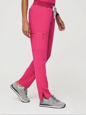 Figs Women's Bright Pink Cargo Jogger with Ankle Zips